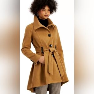 Steve Madden Tan High-Low, Skirted Hem Trench Coat - Size - Small